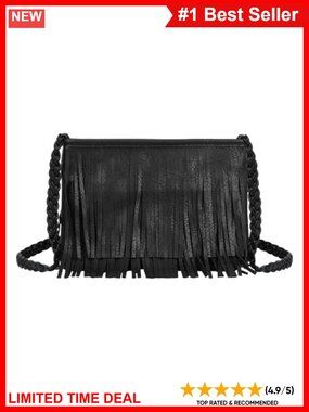 Mini PU Leather Fringe Tassel Crossbody Bag Zip Wallet Purse